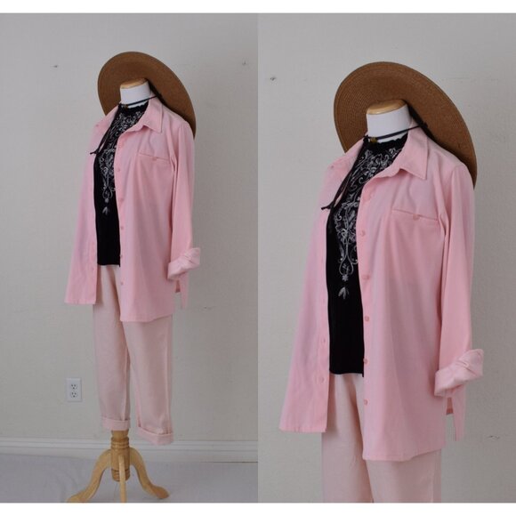 Vintage 90s Pink Polyester/Spandex Shirt size‎ 12 - Picture 1 of 10